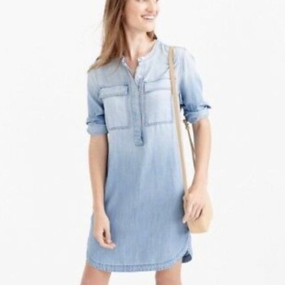 J. Crew Dresses & Skirts - J Crew Drapey Chambray Shirt Dress Denim, XXS, B9841
